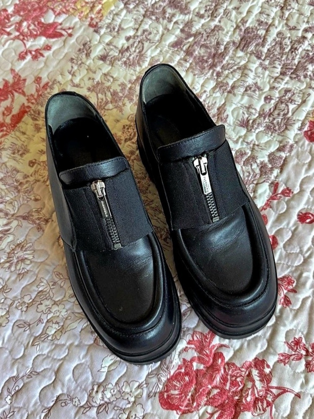 Clergerie Black Platform Zip Loafers